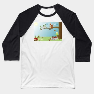 Squirrel on a tree in the forest eating fruits and berries. Baseball T-Shirt